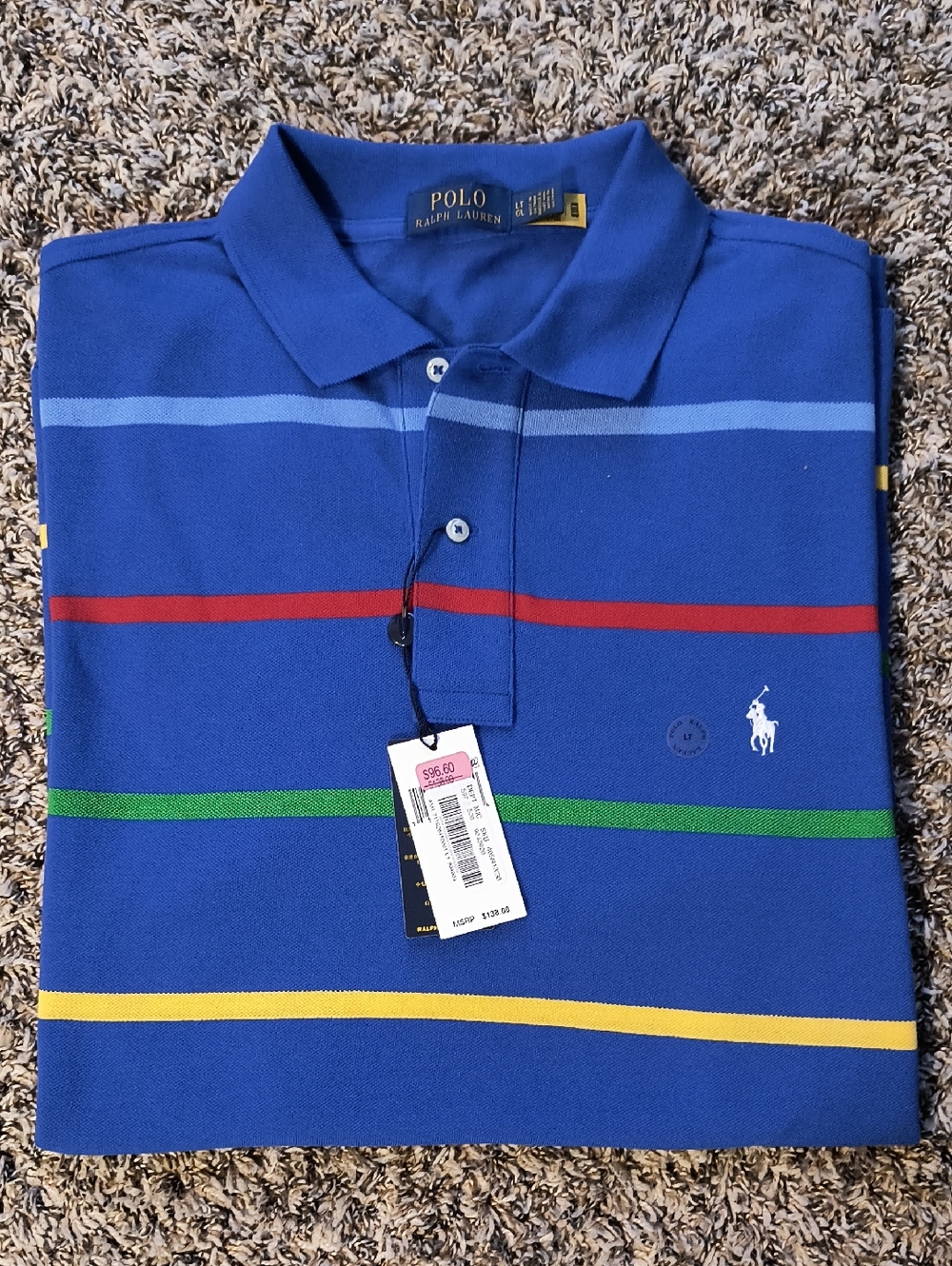 Polo by Ralph Lauren Royal Blue Multi-Stripe Cotton Polo